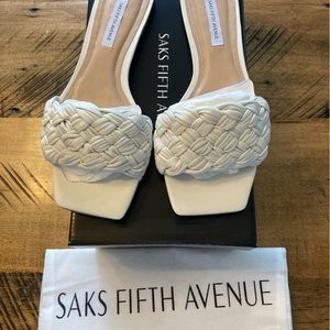 Saks Fifth Avenue White Slide Sandals - NWT 7.5